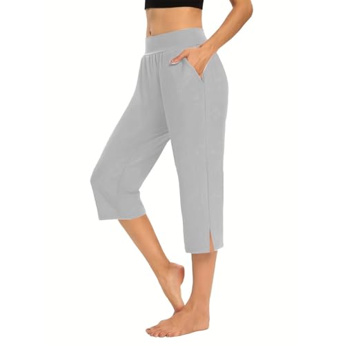 Generisch Caprihose Damen Jogginghose 3/4 High Waist Sporthose Trainingsanzug Sporthose Frauen 100% Baumwolle Damen Freizeithosen Laufkleidung Frauen Nahtloses Design von Generisch