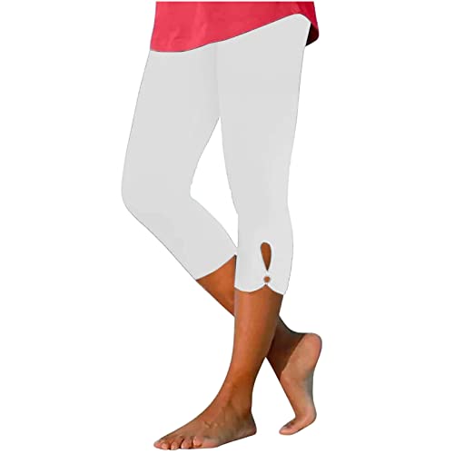Generisch Caprihose Damen Sommer 3/4 Hose Leggings Leicht Sporthose Freizeithose Taillierte Hohe Hosen Outdoor Laufhosen Bequem Weich Loungewear Stretch Yogahose Sommerhose Strandhose von Generisch