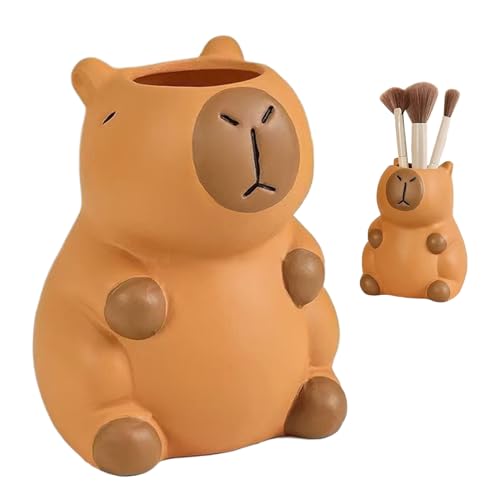Generisch Capybara Pen Holder, Animal Desktop Organizer, 3.54x3.54x4.33 inches Multifunctional Cartoon Storage, Vanity Utensil Holder for Office Dorm Bathroom Kitchen, Toothbrush Hairclip Bookmark von Generisch