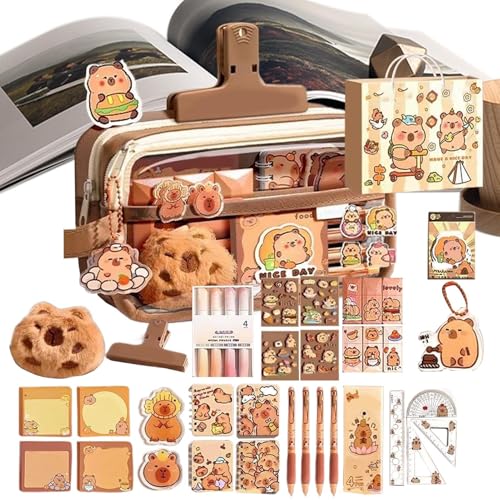 Generisch Capybara Pencil Fall - Capybara Stationery Set | Beutel Für Stationärer | Großkapazitäts Pen -Box -Organisator Für Teenager Mädchen Kinder Kinder Middle High School Kindergärtner Rucksack von Generisch
