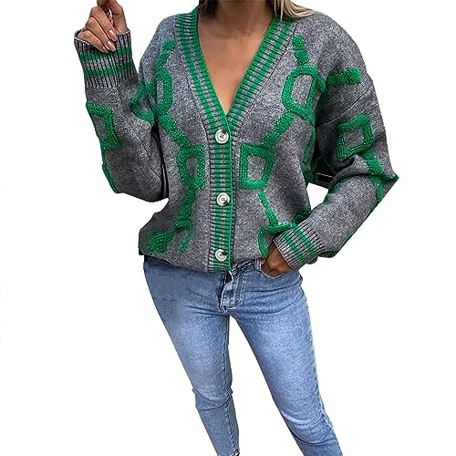 Generisch Cardigan Damen Lang Mantel Oversize Strickjacke Strickpullover Trachtenblazer Kapuze Strickmantel Strickjacken Lässig Wollmantel Grobstrickjacke Weihnachtspullover Wolljacke von Generisch