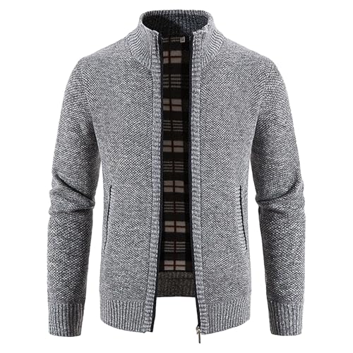 Generisch Cardigan Herren, Trachtenjanker Herren Reißverschluss Trachtenjacke mit Kragen Cardigan Trachten Strick Langarm Sweatjacke Jacke Freizeit Strickjacke Outdoor Strickpullover von Generisch