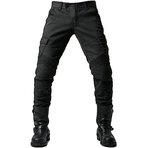 Generisch Cargo Jeans Herren, Hose Outdoor Männer Stretch Arbeitshosen Einfarbig Combat Tactical Mit Taschen Outdoorhose (XS, Schwarz) von Generisch
