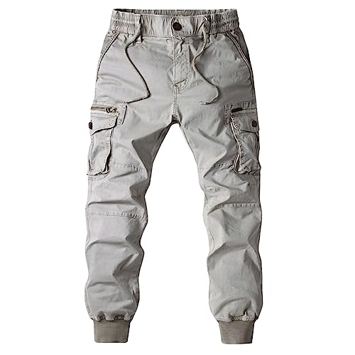 Generisch Cargo Shorts Herren, Men's Summer Casual Fashion Overalls Loose Camouflage Straight Leg Overalls Kargo Hosen Männer Lederhose Damen Tracht Kurz Engelbert Und Strauß Hose (L, Light Gray) von Generisch