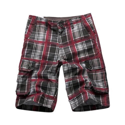 Cargo Shorts Herren Baumwolle Kariert Knopfleiste Cargohose mit Multi Taschen Regulär Fit Urlaub Arbeitshose Bunt Funktionshose Elastische Taille Haushose Bequem Atmungsaktive Freizeithose Cargo Shorts Herren Baumwolle Kariert Knopfleiste Cargohose mit Multi Taschen Regulär Fit Urlaub Arbeitshose Bunt Funktionshose Elastische Taille Haushose Bequem Atmungsaktive Freizeithose von Generisch