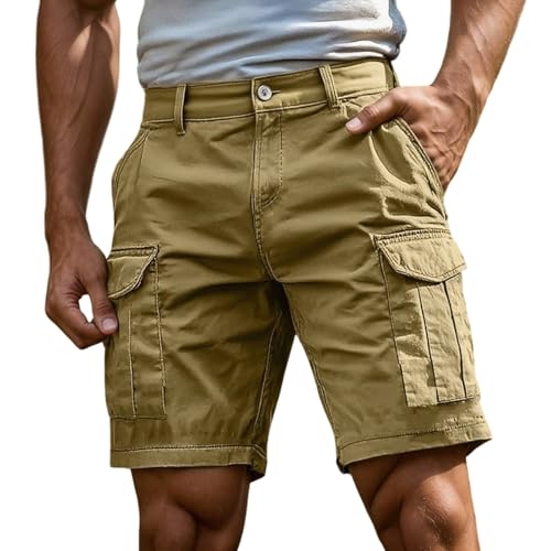 Generisch Cargo Shorts Herren Kurze Hosen Sommer Cargohose Mit Zipper Und Buttons Multiple Taschen Arbeitshose Männer Sportshorts von Generisch
