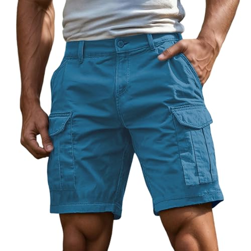 Generisch Cargo Shorts Herren Kurze Hosen Sommer Cargohose Mit Zipper Und Buttons Multiple Taschen Arbeitshose Männer Sportshorts von Generisch