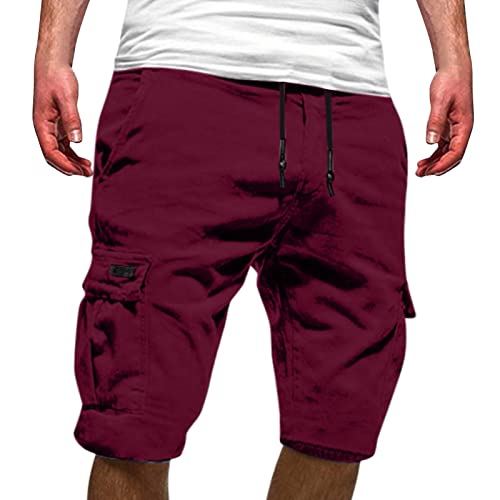 Generisch Cargo Shorts Herren Lässig Lose Sporthose Regulär Fit Sommerhose Vintage Kurze Hosen Einfarbig Baumwolle Cargohose Mit Taschen Freizeithose Weich Bequem Laufshorts Sommer Bermuda Short von Generisch