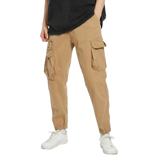 Generisch Cargohose Herren Baggy Freizeithose mit Seitentaschen Hosen Relaxed Fit Wanderhose Outdoor Cargo Jogginghose Knopfleiste Cargohosen Weites Bein,Chino Jogger Herren von Generisch