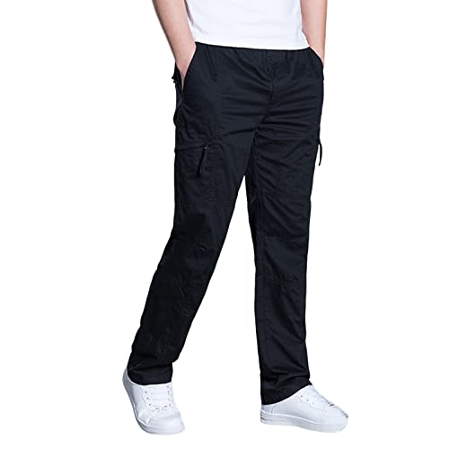 Generisch Cargohose Herren Baumwolle Cargo Hose Lange Sportlicher Arbeitshose Einfarbige Funktionshose Street Freizeithose mit Mehreren Taschen und Elastische Taille Outdoorhose Wanderhose von Generisch
