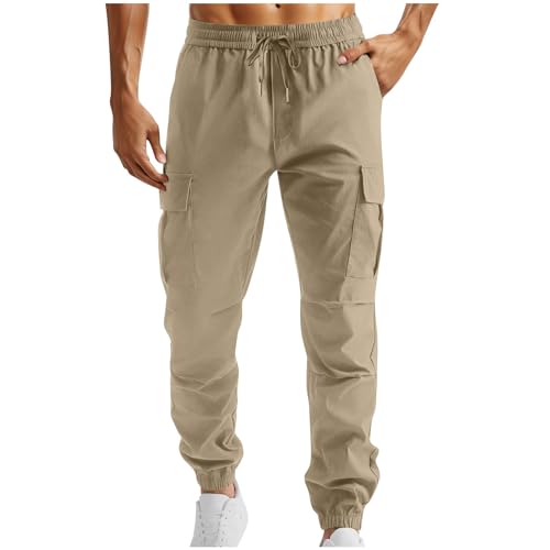 Generisch Cargohose Herren Frühling Sommer Hose Jogginghose mit Elastischem Bund und Kordelzug Männer Atmungsaktive Comfort Fit Freizeithose Wanderhose Herren Mode Trainingshose Outdoorhose von Generisch