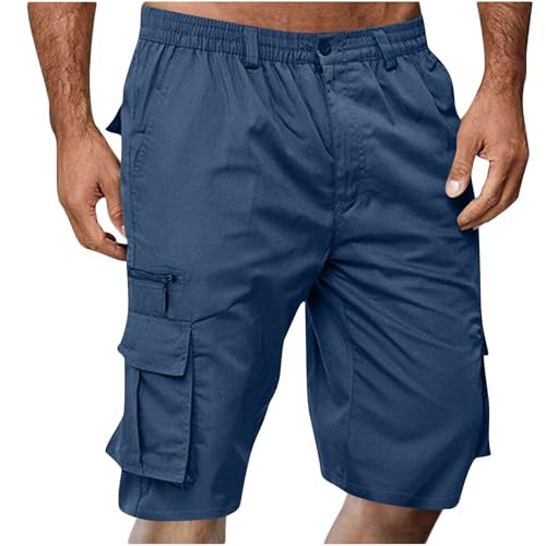 Generisch Cargohose Herren Kurze Hosen Sommer Cargo Shorts Laufshorts Einfarbig Locker Jogginghose mit Taschen Sommerhose Regulär Fit Sporthose Elastische Taille Freizeithose von Generisch
