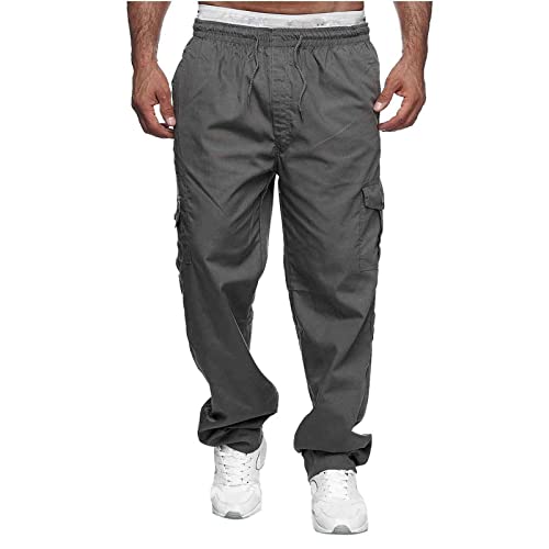 Generisch Cargohose Herren Lang Jogginghose Weite Bein Baggy Hose Sporthose mit Taschen Outdoorhose Elastische Taille Relaxed Fit Wanderhose Atmungsaktiv Freizeithose Große Größen Cargohose von Generisch