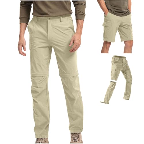 Generisch Cargohose Herren Sommer Freizeithose mit Gummizug Straight Leg Jeans Bequeme Stoffhose Leichte Sommerhose Männer Freizeit Cargohosen Regular Fit Chino Hose Angebote Beige S von Generisch