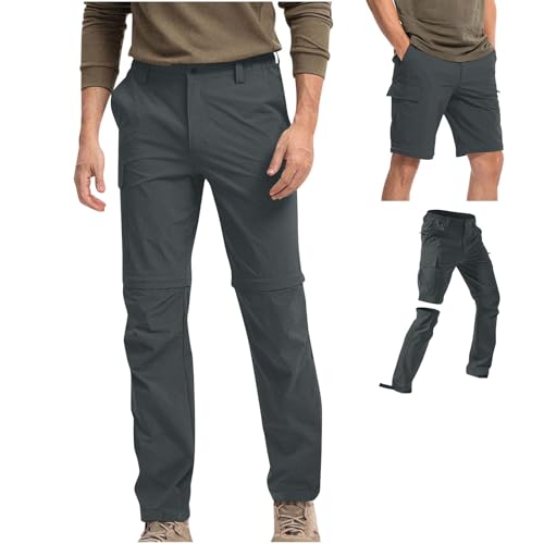 Generisch Cargohose Herren Sommer Freizeithose mit Gummizug Straight Leg Jeans Bequeme Stoffhose Leichte Sommerhose Männer Freizeit Cargohosen Regular Fit Chino Hose Wanderhose Sale Dunkelgrau XL von Generisch
