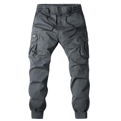 Generisch Cargohose Herren mit Taschen Hose Cargo Hosen Baggy Arbeitshosen Männer Hose Bequeme Jogging Cargohose Herren Cargohose Mit Bändern Herren Hose Stretch Regular Fit von Generisch
