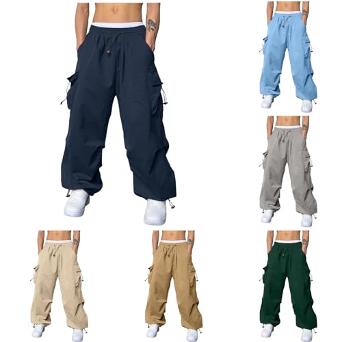 Generisch Cargohosen Herren Mehrschichtige Tasche Reine Farbe Sporthose Herren Lang Mit Kordelzug Chino Hose Herren Classic Herren Freizeithose Cargo Stretch Hose Herren Übergrößen Winter Fall von Generisch