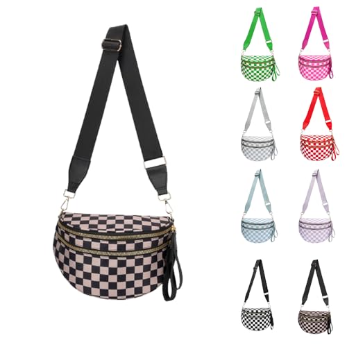 Generisch Checkered Crossbody Bum Bag for Women Nylon Checkereds Crossbody Bag Spacious Checkered Purse Bum Bag (khaki) von Generisch