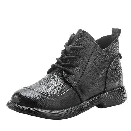 Generisch Chelsea Boots Damen Schwarz,Womens Lace up Ankle Boots Ladies Sneaker Boots Winter Boots Stylish Classic Short for Adults Zip-up Shoes CME66 von Generisch