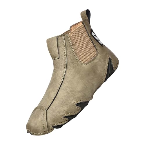 Generisch Chelsea Boots Herren Warm, Winterstiefel Herren Outdoor, Wanderstifel Leichtgewicht Outdoorschuhe High-Top Schneestiefel Einfarbig Winterschuhe Atmungsaktive Rutschhemmend Herrenschuhe von Generisch