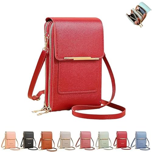 Generisch Cherishion Leather Small Crossbody Bag/Mini Messenger Shoulder Handbag, Blocking Crossbody Cell Phone Purse, for Daily Use (Red) von Generisch