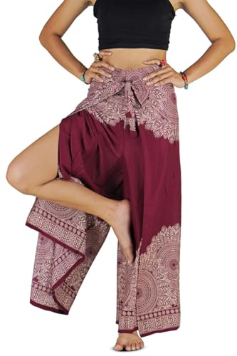 Generisch Chillamalia Wickelhose Hosenrock Boho Sommer Damen Verstellbar Größe XS–44 – Burgunderrot Generisch Chillamalia Wickelhose Hosenrock Boho Sommer Damen Verstellbar Größe XS–44 – Burgunderrot von Generisch