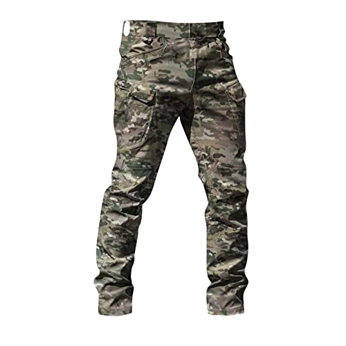 Generisch Chino Hose Herren, Arbeitshosen Männer Militär Fan Ix7 Solide Farbe Outdoor-Mit Mehreren Taschen Herren Schwarz Hosen Strech Lang Einsatzhose Damen Blau Stretch Arbeit (L, Leopard Print) von Generisch