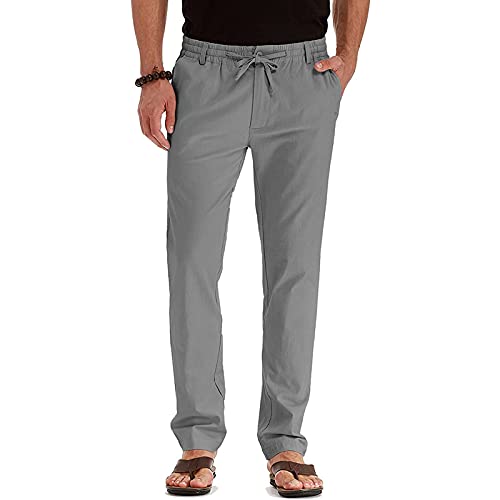 Generisch Chino Hose Herren Baumwolle Golfhose Regular Fit Anzughose mit Gummizug Einfarbig Freizeithose Sommer Business Anzughosen Leichte Stoffhose Golf Hosen Angebote des Tages Heute Grau XXL von Generisch