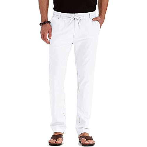 Generisch Chino Hose Herren Baumwolle Golfhose Regular Fit Anzughose mit Gummizug Einfarbig Freizeithose Sommer Business Anzughosen Leichte Stoffhose Golf Hosen Freizeit Sommerhose Angebote Weiß M von Generisch