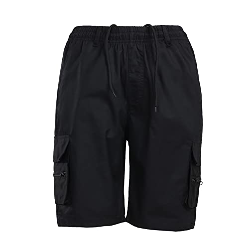 Generisch Chino Shorts, Cargo Herren Für Freizeit Hose Kurz Mit Taschen Arbeitshose Shorts Sommer Kurze Hosen Camouflage Shorts 3/4 Dreiviertel Miltec Shorts Army Männer Casual (3XL, Black) von Generisch