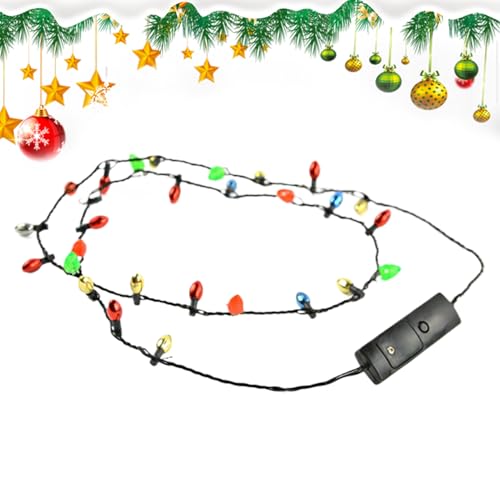 Generisch Christmas Light Bulb Halskette, Farbige Leuchthalskette Mit Weihnachtsmotiv, Festliche Accessoires Für Weihnachten Hochzeit Familienfeier von Generisch