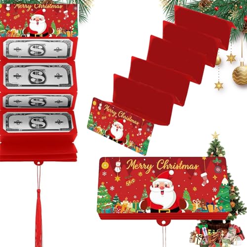 Generisch Christmas Money Envelope for Cash, Money Holder with 10 Slots for Cash, Christmas Party Gifts Money Holder for Men Women Girl Boy (2Red) von Generisch