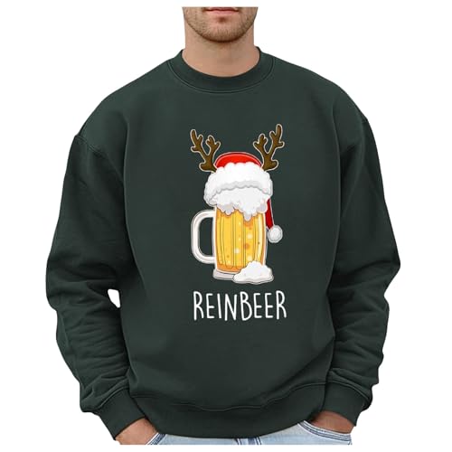 Generisch Weihnachtspullover Herren Lang Ärmel Kuschelpullover Männer Mit Reinbeer Muster Kuschelpullover Men Weihnachtskleidung Männern Lässig Locker Kuschelpullover Herren Strick von Generisch
