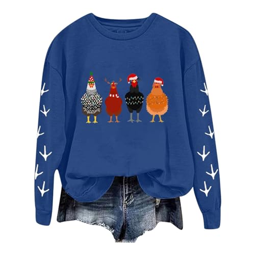 Generisch Chritsmas Clothing Weihnachtspullover Rot Unisex Damen Herren Rundhals - lustiger ausgefallener hochwertiger Weihnachtspulli Pullover Weihnachten Sweatshirt mit Hühner-Aufdruck von Generisch