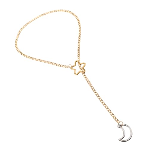 Generisch Chunky Chain Punk Gothic Halskette Y Förmiges Design mit Goldenem Mond und Stern Anhänger Verstellbarer Choker für Frauen und Besondere Anlässe von Generisch