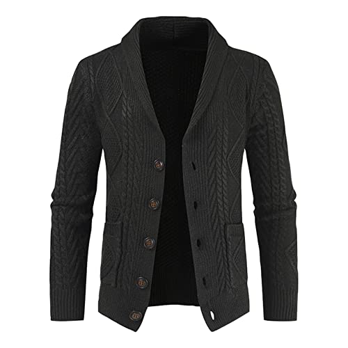 Generisch Coats for Men, Fashion Lapel Casual Cardigan Coat Long Sleeve Slim Knitted Sweater Reflektierende Jacke Biker Kutte College Jacket Customize Sommer Schwarze Ärmellose Männe4 (XXL, Schwarz) von Generisch