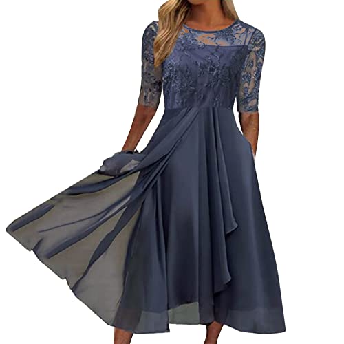 Generisch Cocktailkleid, Cocktailkleid Damen Hochzeit Abendkleider Elegant Partykleid Spitze Damenkleider Chiffon Hochzeitsgäste Festliche Brautjungfernkleider Lässig Rockabilly Kleider von Generisch