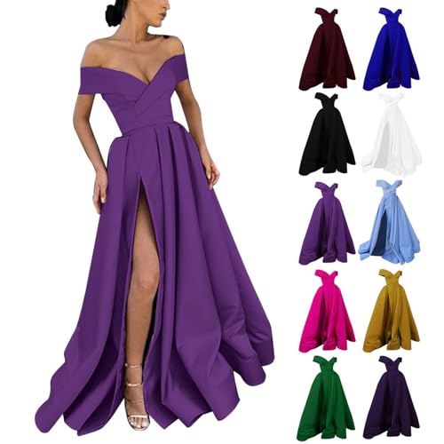 Generisch Cocktailkleid Damen - Meerjungfrau Abendkleid Damen Schulterfreies Kleid Pailetten Ballkleid Outifit Damen Brautjungfernkleid Tiefer V-Ausschnitt Pailletten Party Mididress von Generisch