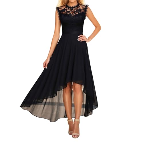 Generisch Cocktailkleider Damen Elegant Abendkleid Lang Abendkleider Für Hochzeit ÄRmellos Spitzen Vokuhila Kleid Festliche Chiffon Kleider Hohe Taille Slim Fit Chiffonkleid Brautjungfernkleid von Generisch