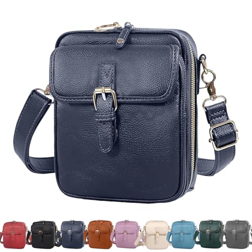 Generisch Comebybuys Purse Vintage Mini Messenger Bag, Vintage Cross Body Shoulder Purse with Card Slots (Dark Blue) von Generisch
