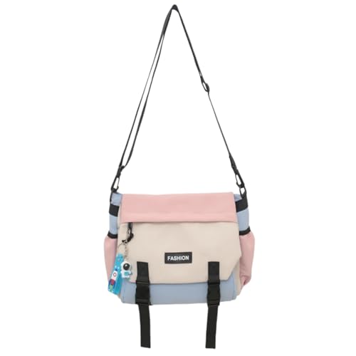 Generisch Contrast Color Flap Crossbody Bag,Waterproof Nylon Multi Pocket Shoulder Bag,Large Capacity Casual Postman Satchel von Generisch