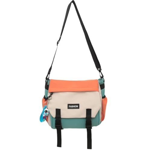 Generisch Contrast Color Flap Crossbody Bag,Waterproof Nylon Multi Pocket Shoulder Bag,Large Capacity Casual Postman Satchel von Generisch