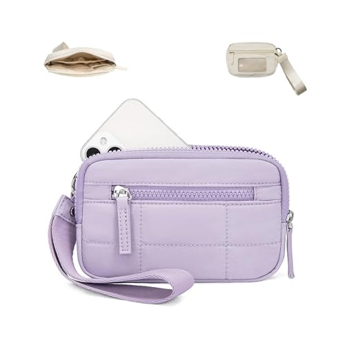 Generisch Convely Essential Wristlet, Nylon Wallets with 3 Zipper/Clear Spot License, Waterproof & Hands-Free, Handbags(Violet) von Generisch