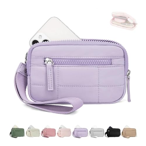 Generisch Convely Essential Wristlet Fits Phone, Nylon Wallets with 3 Zipper/Clear Spot License with ID Window (Violet) von Generisch