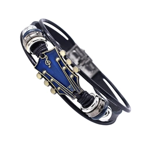 Generisch Coole Herrenarmbänder, Verstellbare Armbänder Männer | Armband In Punk-Gitarrenform | Handgefertigtes Geflochtenes Mehrschichtiges Armband, Modeschmuck Musikliebhaber von Generisch