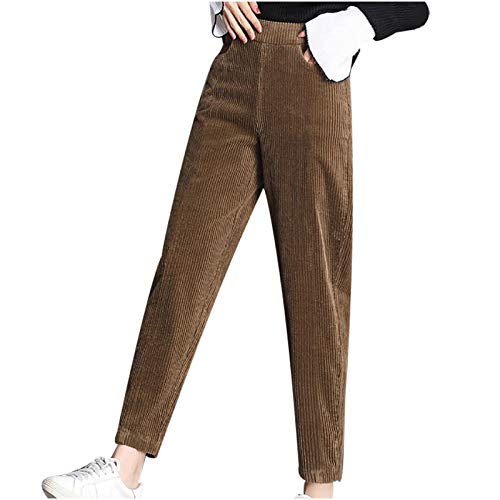 Generisch Cord Hose Damen, Stoffhose Damen Cordhose Gummizug Hosen Baggy Cordhose Winterhose Bequeme Weite Hose Freizeithose Stretch Latzhose Joggpants von Generisch