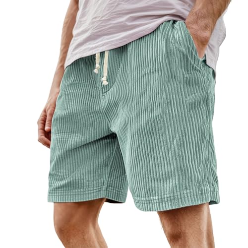 Generisch Cordhose Herren Leicht Sommer Kurze Hosen mit Kordelzug und Elastischem Bund Sommerhose Jorts Short Arbeitshose Jogginghose Strand Cargo Hose Outdoor für Männer von Generisch