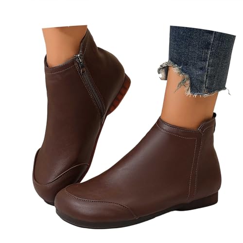 Generisch Cowboy Stiefeletten Damen Flache Elegant Springerstiefel Halloween Reitstiefel Winter Herbst Festliche Schuhe Ankle Boots Dirndlschuhe Winterstiefel Freizeitstiefel von Generisch