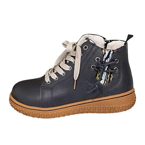 Generisch Cowboy Stiefeletten Damen Winterstiefel Ankle Boots mit Zipper Stiefeletten Trachtenschuhe Freizeitstiefel Herbst Winter Dirndl Schuhe Halbstiefel Übergangsstiefel von Generisch