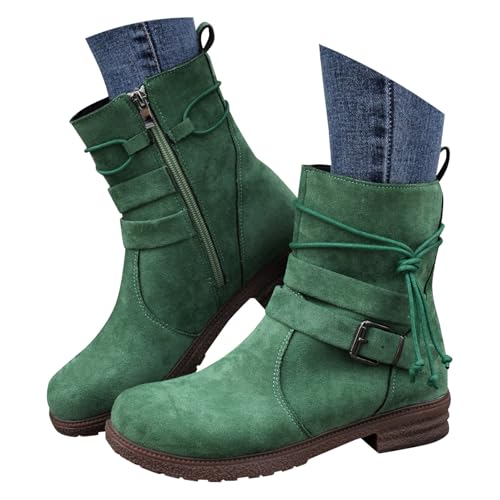 Generisch Cowboystiefel Damen,Stiefeletten Damen Wildleder Sommer Mode Cowboystiefel Cowboy Halbstiefel Elegante Westernstiefel Ankle Boots Classic Damenstiefel von Generisch